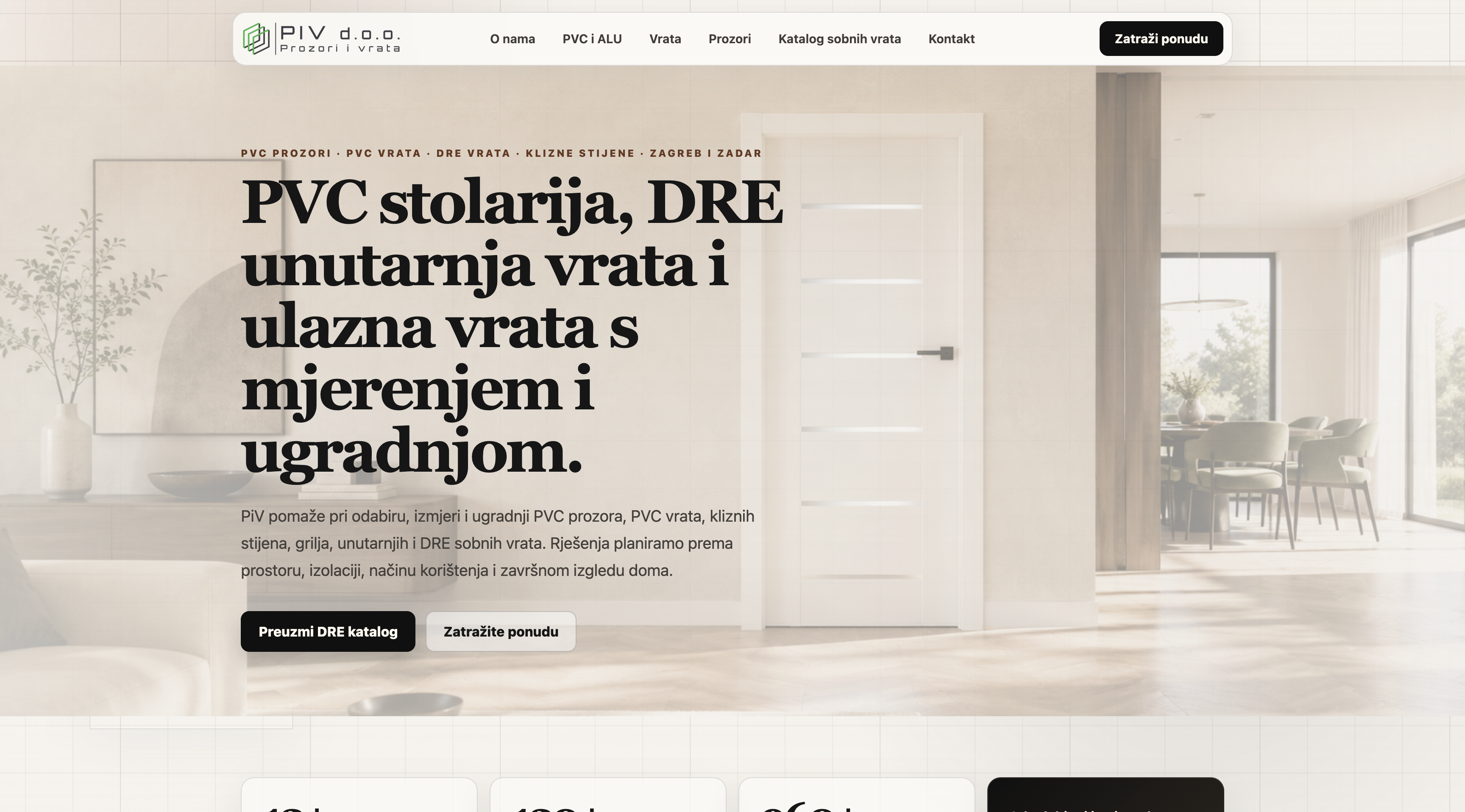 Poslovna web stranica PiV Stolarija za PVC prozore i vrata