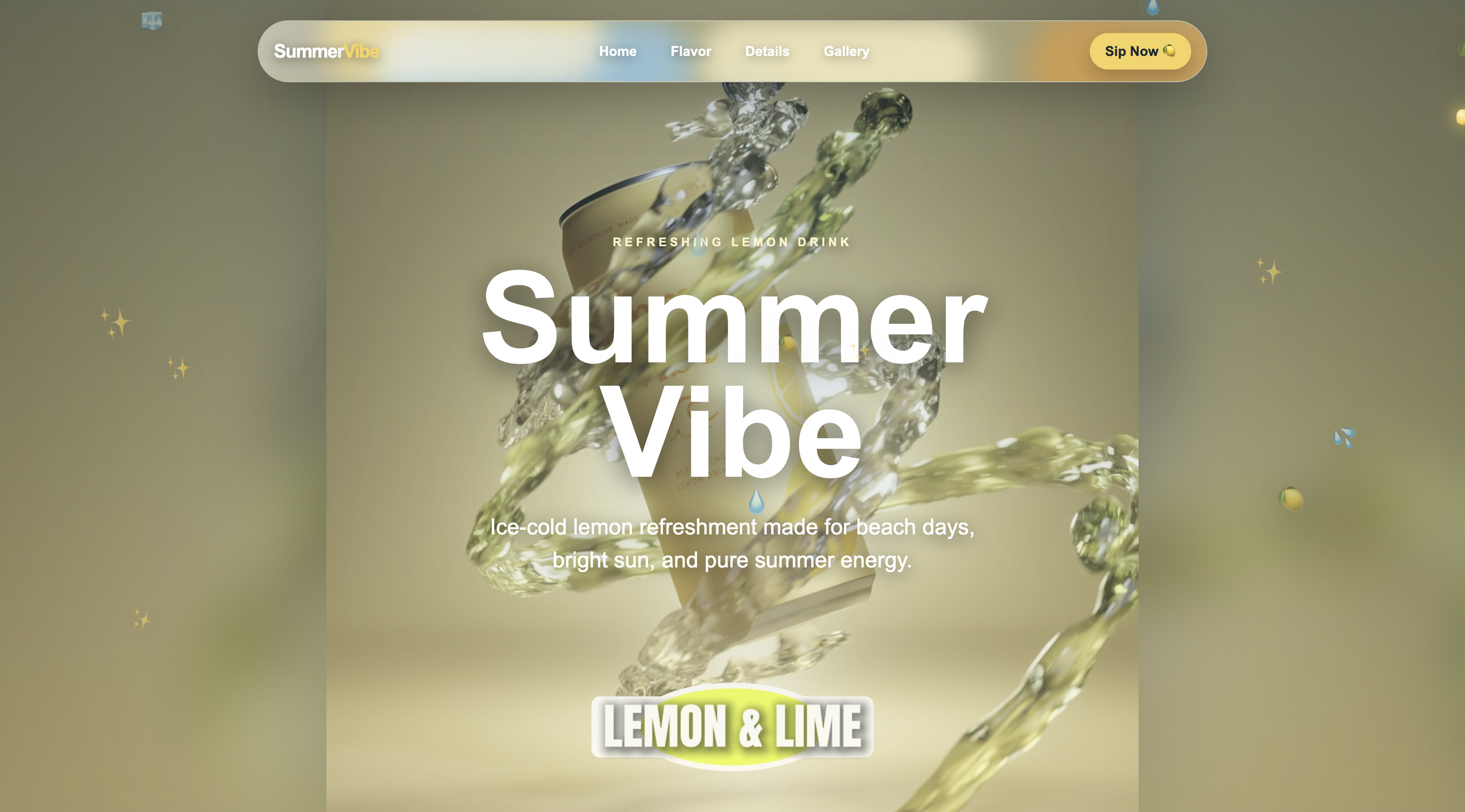 Summer Vibe React landing page preview