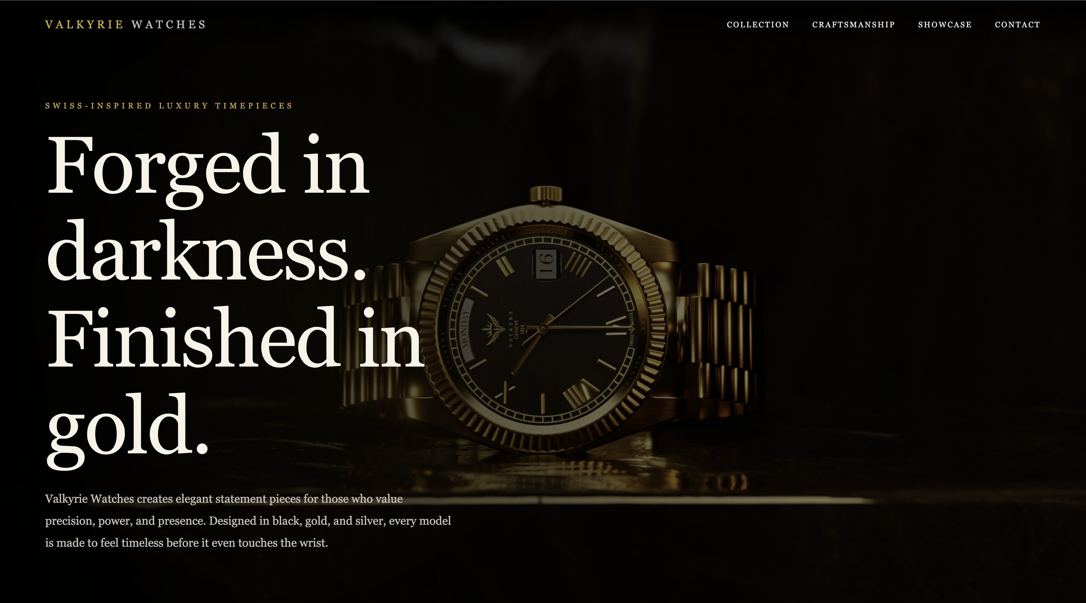 Valkyrie Watches website